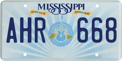 MS license plate AHR668