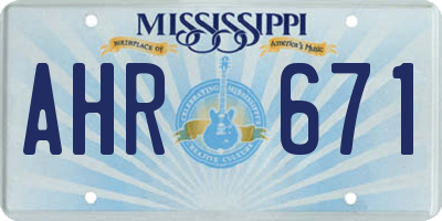 MS license plate AHR671