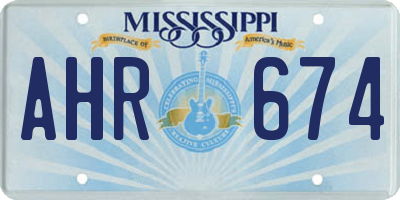 MS license plate AHR674