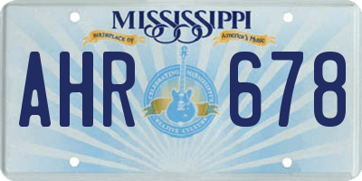 MS license plate AHR678