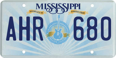 MS license plate AHR680