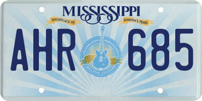 MS license plate AHR685