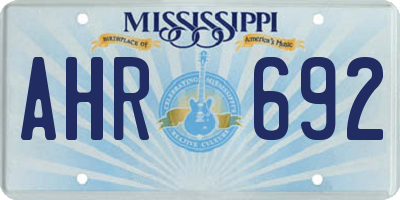 MS license plate AHR692