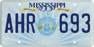 MS license plate AHR693
