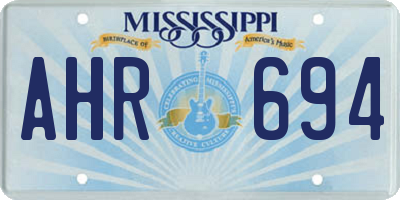 MS license plate AHR694