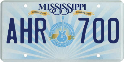 MS license plate AHR700