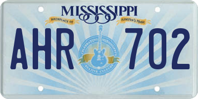MS license plate AHR702