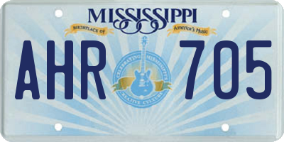 MS license plate AHR705