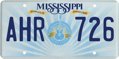MS license plate AHR726