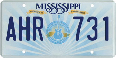 MS license plate AHR731