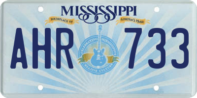 MS license plate AHR733
