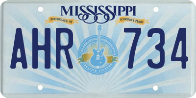 MS license plate AHR734
