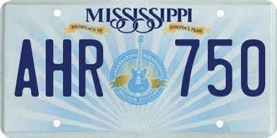 MS license plate AHR750