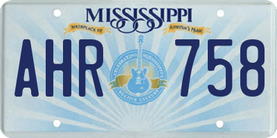 MS license plate AHR758