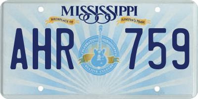 MS license plate AHR759