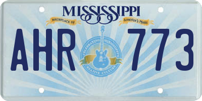 MS license plate AHR773