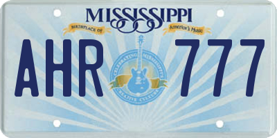 MS license plate AHR777