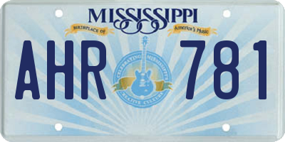 MS license plate AHR781