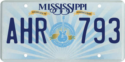 MS license plate AHR793
