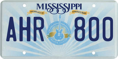 MS license plate AHR800