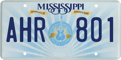 MS license plate AHR801