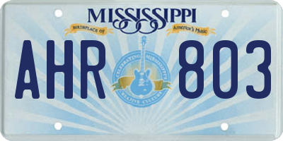 MS license plate AHR803
