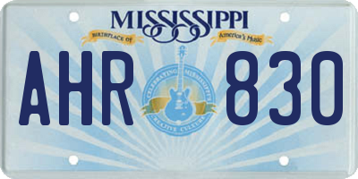 MS license plate AHR830
