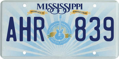 MS license plate AHR839