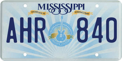 MS license plate AHR840