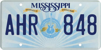 MS license plate AHR848