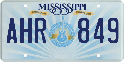 MS license plate AHR849