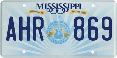 MS license plate AHR869
