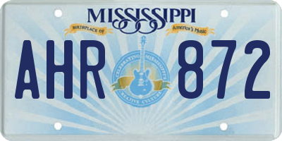 MS license plate AHR872