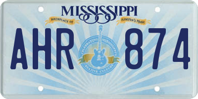 MS license plate AHR874