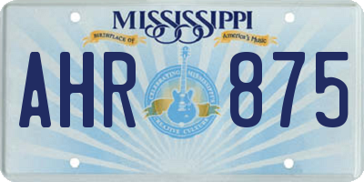 MS license plate AHR875