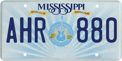 MS license plate AHR880