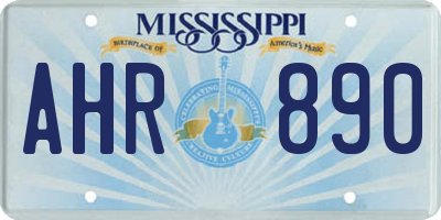 MS license plate AHR890