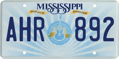 MS license plate AHR892