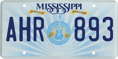 MS license plate AHR893