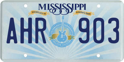 MS license plate AHR903