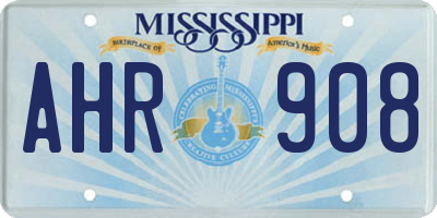MS license plate AHR908
