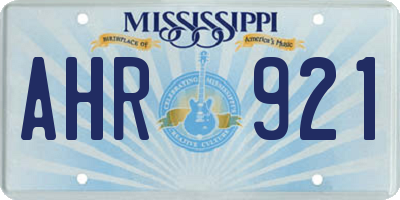 MS license plate AHR921