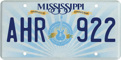 MS license plate AHR922