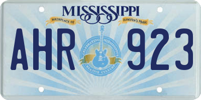 MS license plate AHR923