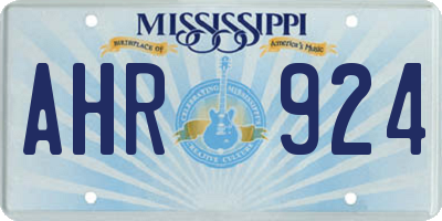 MS license plate AHR924
