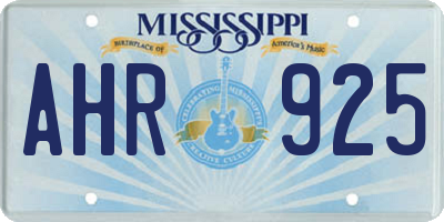 MS license plate AHR925