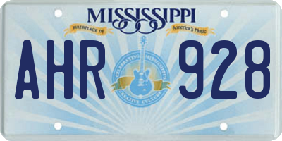 MS license plate AHR928