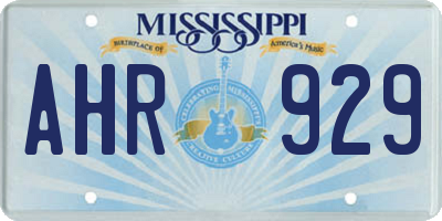MS license plate AHR929