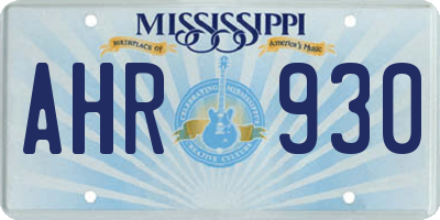 MS license plate AHR930