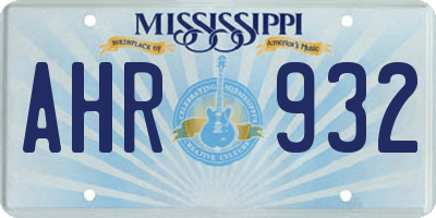 MS license plate AHR932